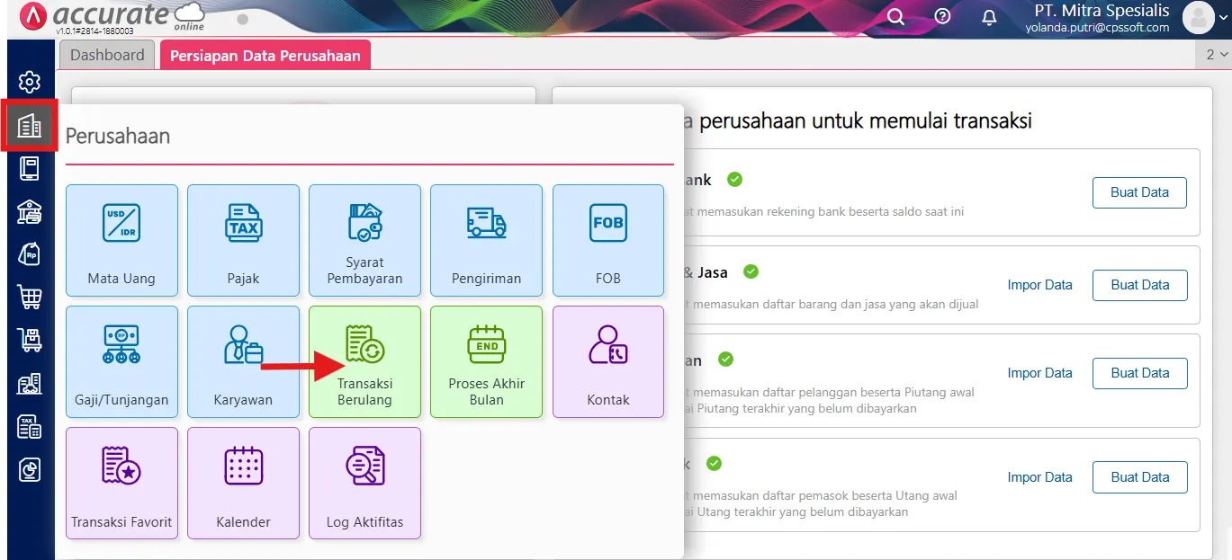 mencatat transaksi berulang secara massal